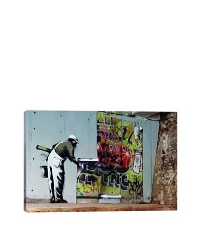 Banksy Graffiti Wallpaper Hanging Giclée Canvas Print