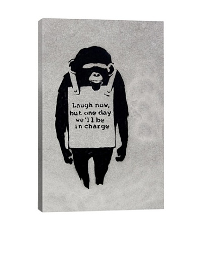Banksy Laugh Now, Sandwich Board-Wearing Monkey Giclée Canvas Print