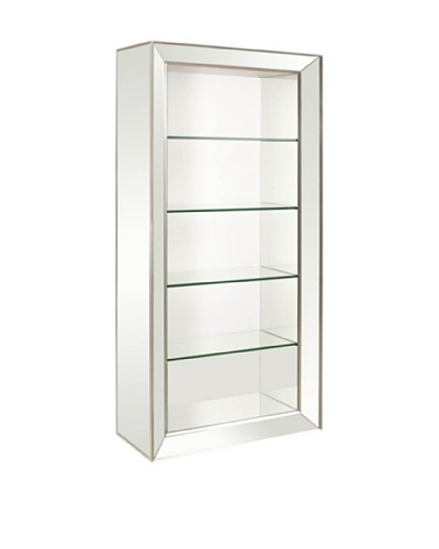 Bassett Mirror Minetta 5-Shelf Bookcase, Mirrored