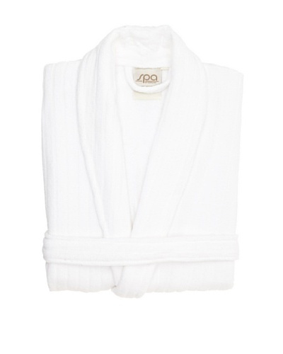 Famous International Terry Rib Robe, White