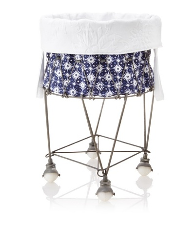 Chateau Blanc Nantucket Small Wire Hamper, Navy/White