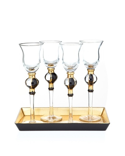 Artland Set of 4 Radiance Cordial Cups with Tray and Gift Box