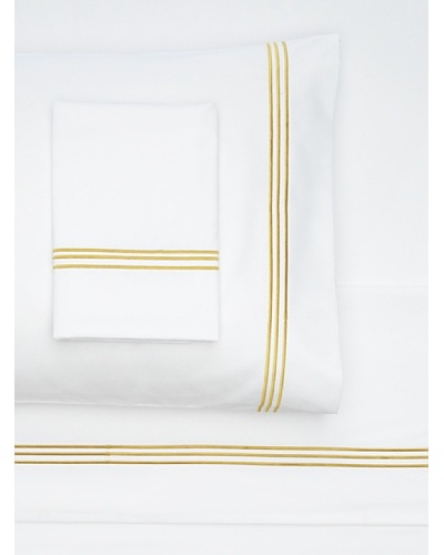 Nine Space Embroidered Sheet Set, White/Gold, King