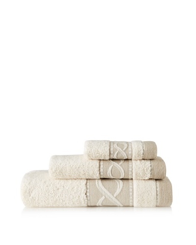 Belle Époque Linen Waves 3-Piece Towel Set, Linen/Ecru