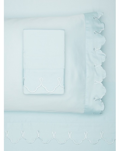 Belle Epoque Scalloped Embroidered Sheet Set [Blue]