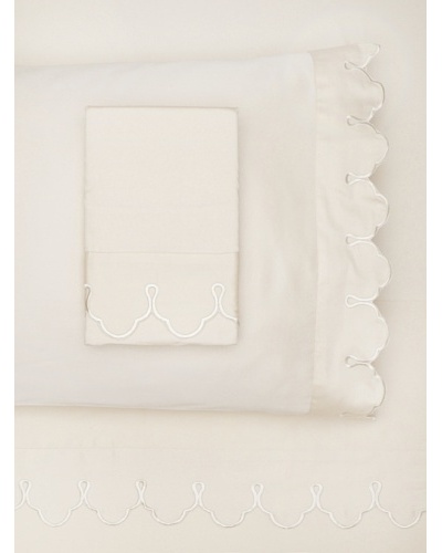 Belle Epoque Scalloped Embroidered Sheet Set [Cream]