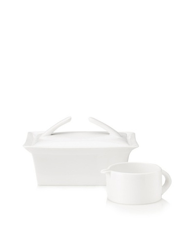 BergHOFF 3-Piece Butter Dish and Gravy/Sauce Boat Set, White