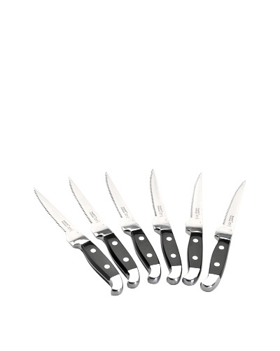 BergHOFF 6-Piece Forged Steak Knife Set, Silver/Black