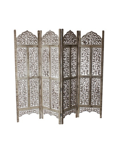 Better Living Hand Carved Daawat Screen, Patina White