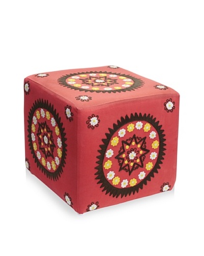 Better Living Collection Medallion Square Ottoman [Brick]