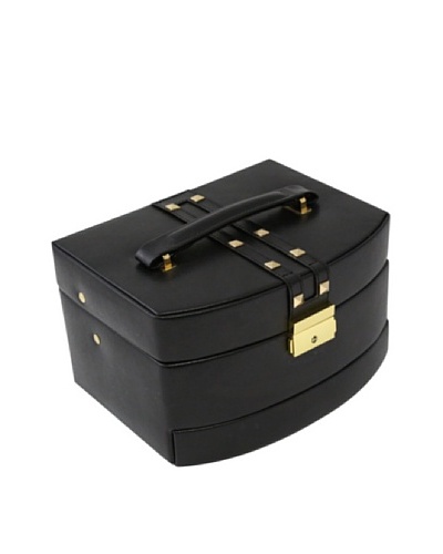 Bey-Berk 3-Level Studded Leather Jewelry Box, Black