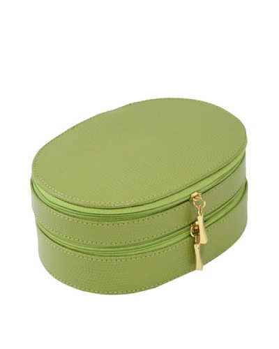Bey-Berk Reptile-Embossed Leather 2-Level Jewelry Case, Lime