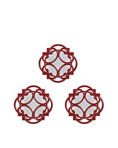 Bombay Company Set of 3 Swirl Wall Mirrors, Red
