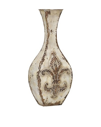 Bombay Company Embossed Metal Ivory Fleur Vase