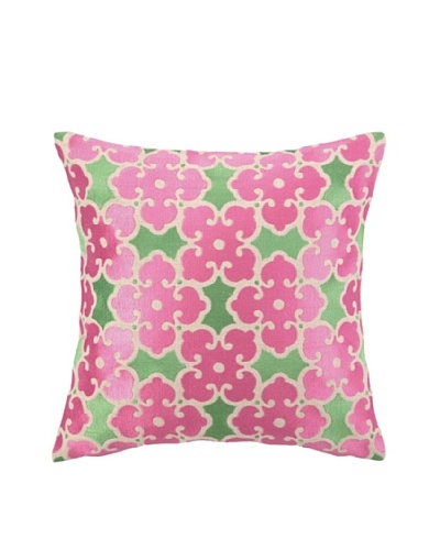Brejer Acadia Embellished Down Pillow, Pink/Green, 14 x 14