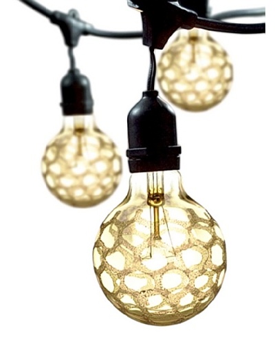 Bulbrite Crystal Collection Amber Marble 15-Light Outdoor String, Crystal Amber