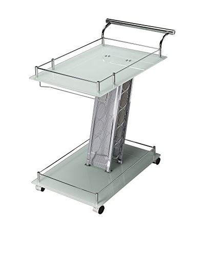 Butler Serving Cart, Frosted Glass/Chrome