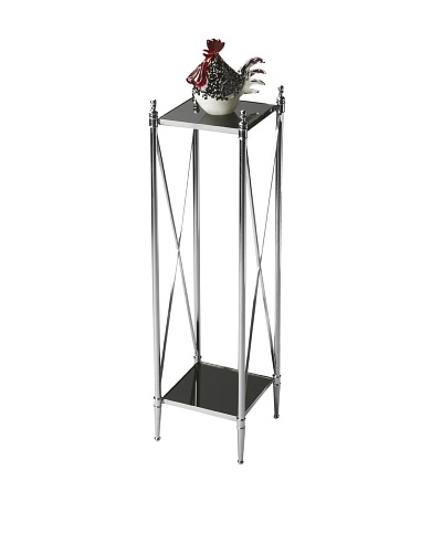 Butler Specialty Company Polished Aluminum/Black Mirror Pedestal Plant Stand