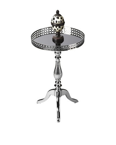 Butler Specialty Company Polished Aluminum and Black Mirror Accent Table