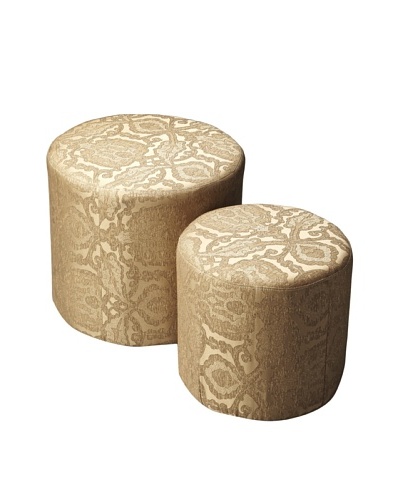 Butler Specialty Company Nesting Ottomans, Gold Damask