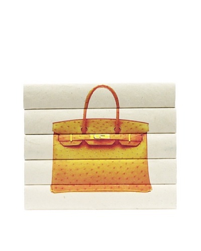 By Its Cover Decorative Reclaimed Books Designer Handbag Series, Orange Ostrich 5-Volume Stack