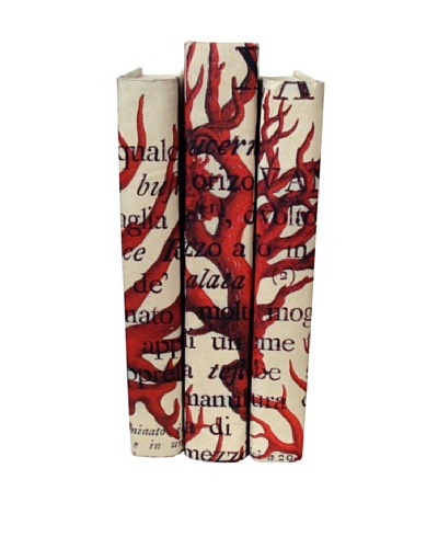 By Its Cover Hand-Rebound Set of 3 Red Coral Decorative Books, IV