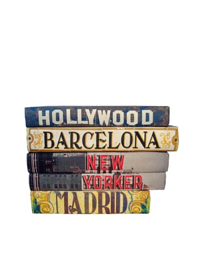 By Its Cover Hand-Rebound Set of 5 City Signage Decorative Books, I