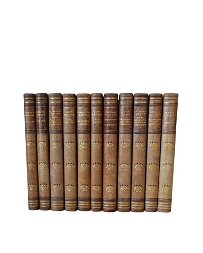 By Its Cover Decorative Reclaimed European Leather-Bound Books, 11 Volume Set
