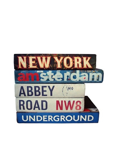 By Its Cover Hand-Rebound Set of 5 City Signage Decorative Books, II