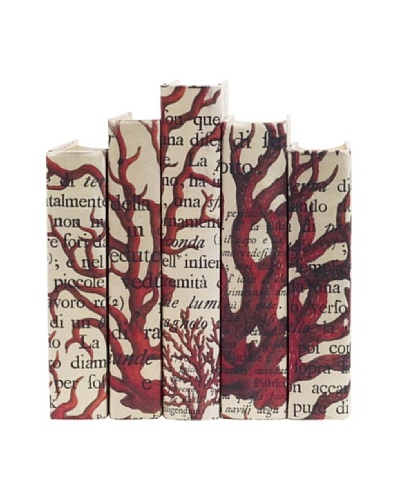 By Its Cover Hand-Rebound Set of 5 Red Coral Decorative Books, II