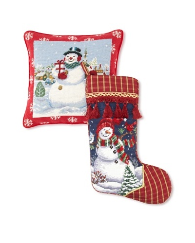 C & F Enterprises Snowman Stocking & Pillow Set