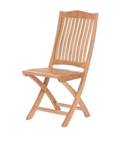 Caluco Folding Teak Side Chair, Natural