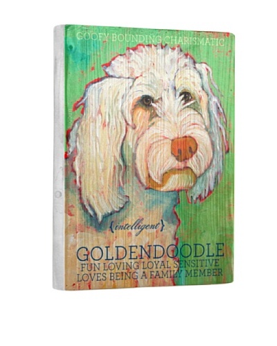 Ursula Dodge Goldendoodle Reclaimed Wood Portrait