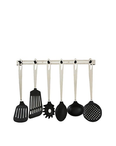 Casa Bugatti 7-Piece Kitchen Tool Set with Rack, Metallic
