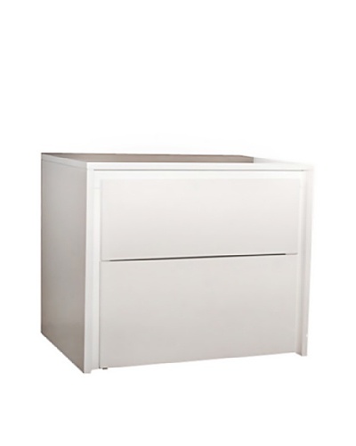 Casabianca Furniture Zen 2-Drawer Nightstand, Gloss White