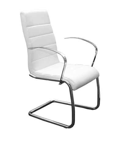 Casabianca Furniture Avenue Arms Chair Dining Chair, White/Chrome