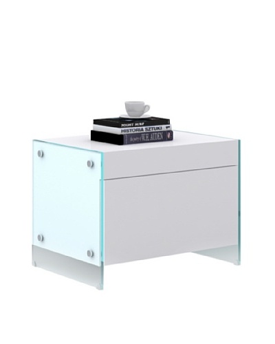 Casabianca Furniture Il Vetro 1-Drawer Nightstand, Gloss White