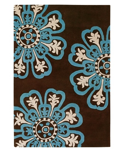 Chandra Counterfeit Studio Hand Tufted Wool Rug [Chocolate/Sky]