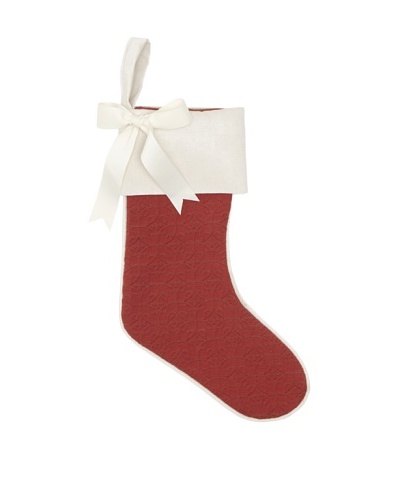 Chateau Blanc Solid with Piping Stocking, Red