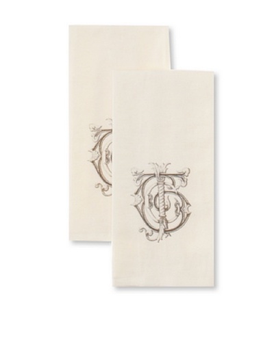 Chateau Blanc Monogrammed Hand Towels, Cream, 13 x 24