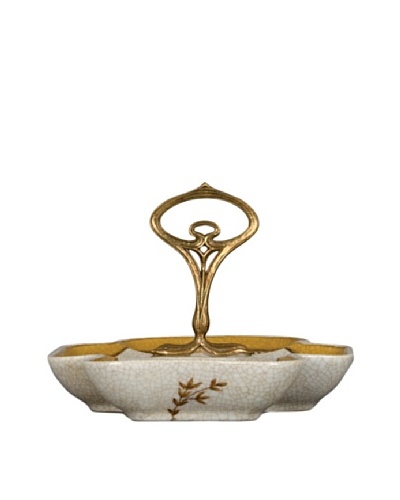 Oriental Danny Butterfly Dish with Handle, Gold Dusk
