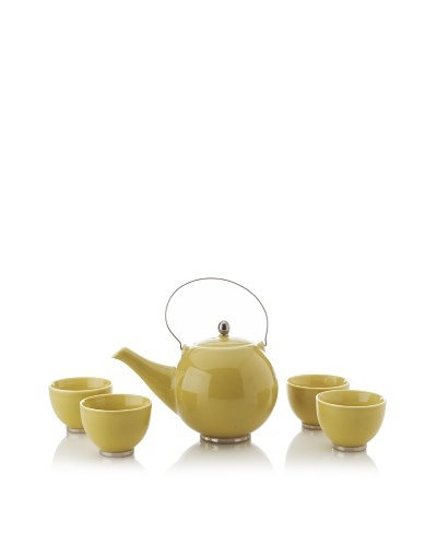 Classic Coffee & Tea Japanese Teapot with 4 Tea Cups, Yellow, 27-Oz.