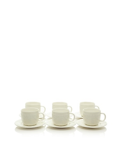 Classic Coffee & Tea Set of 6 Sweater Collection 7-Oz. Tea Cups & Saucers
