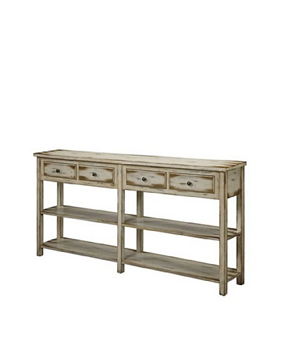 Coast to Coast Four-Drawer Console in a Coffee and Antique White Finish