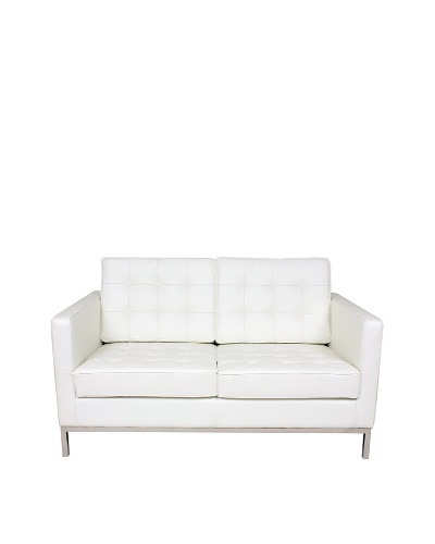 Control Brand The Draper Leather 2-Seat Sofa, White