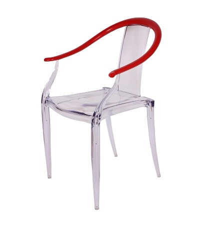 Control Brand Ming Ghost Chair, Clear/Red