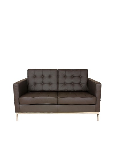 Control Brand The Draper Leather 2-Seat Sofa, Brown