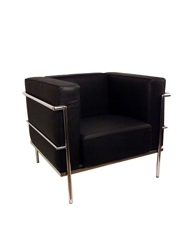 Control Brand Le Corbusier One Seater Leather Sofa, Black