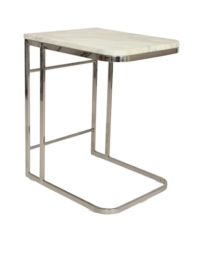 Control Brand Carrara Marble and Stainless Steel Side Table, White Marble