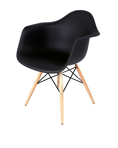 Control Brand Mid Century-Style Eiffel Arm Chair with Wooden Dowel Legs, Black